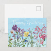 Carte Postale Salutations Floraux Illustration Florale (Devant / Derrière)