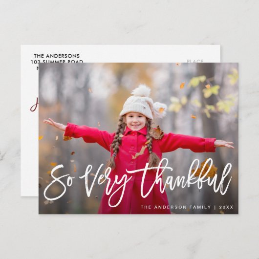 Carte Postale salutations grâces action de grâces (Devant / Derrière)