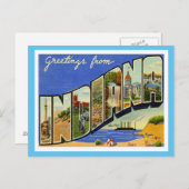 Carte Postale Salutations Indiana Des États-Unis (Devant / Derrière)