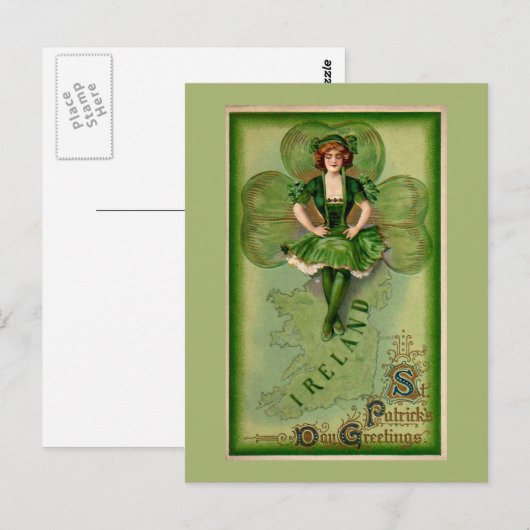 Carte Postale Salutations Jour de la Saint Patrick (Devant / Derrière)