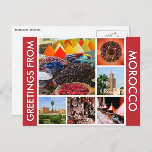 Carte Postale salutations maroc (Devant / Derrière)