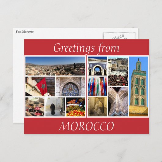 Carte Postale salutations maroc (Devant / Derrière)