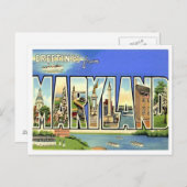Carte Postale Salutations Maryland des États-Unis (Devant / Derrière)
