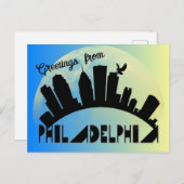 Carte Postale Salutations modernes de Philadelphie (Devant / Derrière)