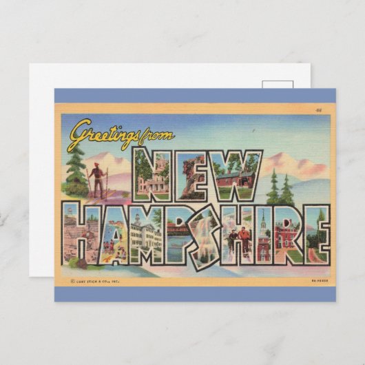Carte Postale Salutations New Hampshire (Devant / Derrière)