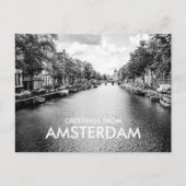 Carte Postale Salutations noir et blanc d'Amsterdam (Devant)