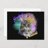 Carte Postale Salutations Paysans Grey Tabby Queen Cat (Devant / Derrière)