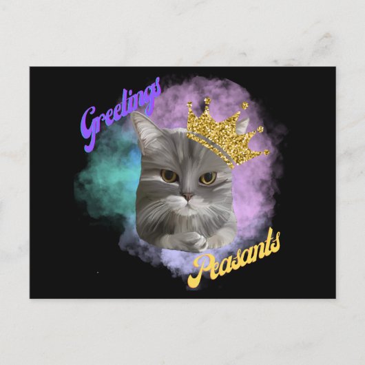 Carte Postale Salutations Paysans Grey Tabby Queen Cat (Devant)