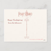 Carte postale Salutations Photo Thanksgiving (Dos)