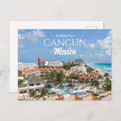 Carte Postale Salutations pittoresques de plage de Cancun Mexiqu (Devant / Derrière)