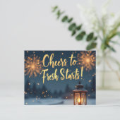 Carte Postale Salutations pour des débuts frais - Nouvel An insp (Debout devant)