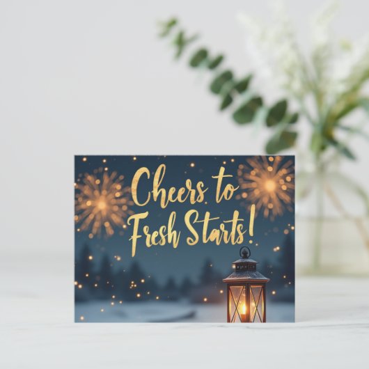 Carte Postale Salutations pour des débuts frais - Nouvel An insp (Debout devant)