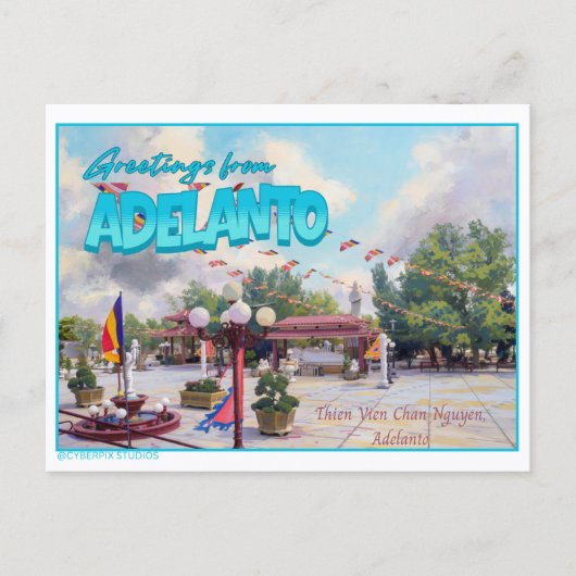 Carte Postale Salutations Rétro d'Adelanto (Devant)