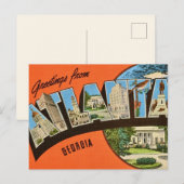 Carte Postale Salutations rétro d'Atlanta  (Devant / Derrière)