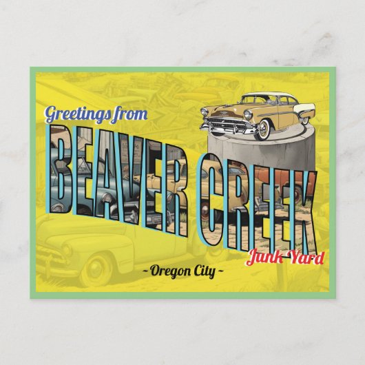 Carte Postale Salutations Rétro De Beaver Creek Junk Yard (Devant)