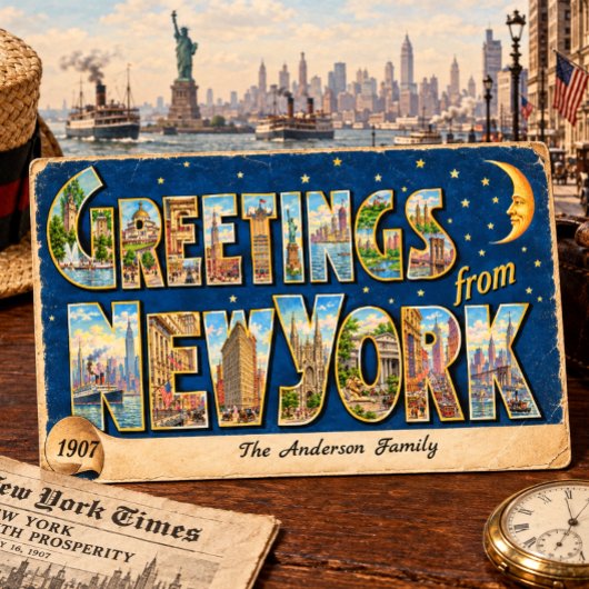 Carte Postale Salutations Rétro de New York