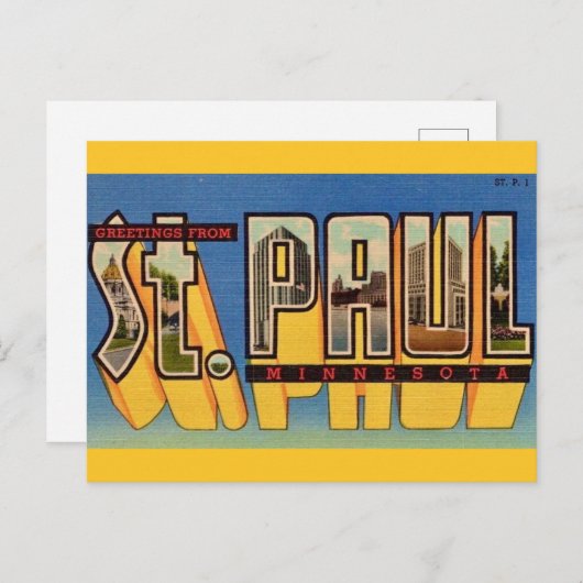 Carte Postale Salutations rétro St Paul Minnesota (Devant / Derrière)