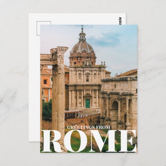 Carte Postale salutations Rome (Devant / Derrière)