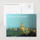 Carte Postale salutations shwedagon (Devant / Derrière)