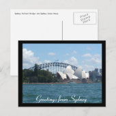 Carte Postale salutations sur la baie de sydney (Devant / Derrière)