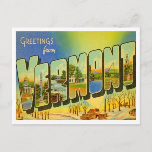 Carte Postale Salutations Vermont Des États-Unis (Devant)