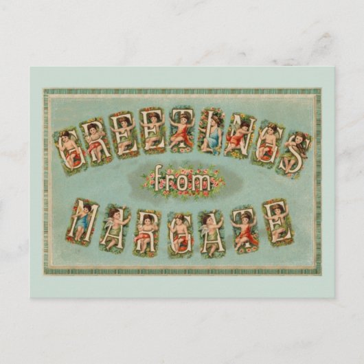 Carte Postale Salutations victoriennes de Margate, chérubins, an (Devant)