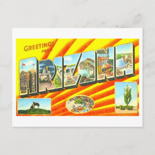 Carte Postale Salutations Vintage d'Arizona (Devant)