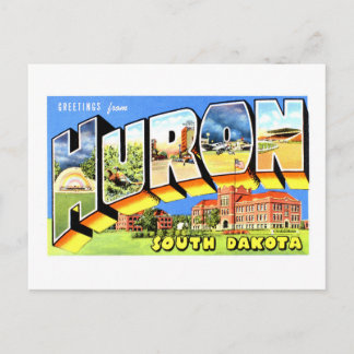 Carte Postale Salutations Vintage de Huron, Dakota du Sud,