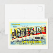 Carte Postale Salutations Vintage de Lakeside, Ohio, (Devant / Derrière)