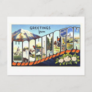 Carte Postale Salutations Vintage de l'État de Washington