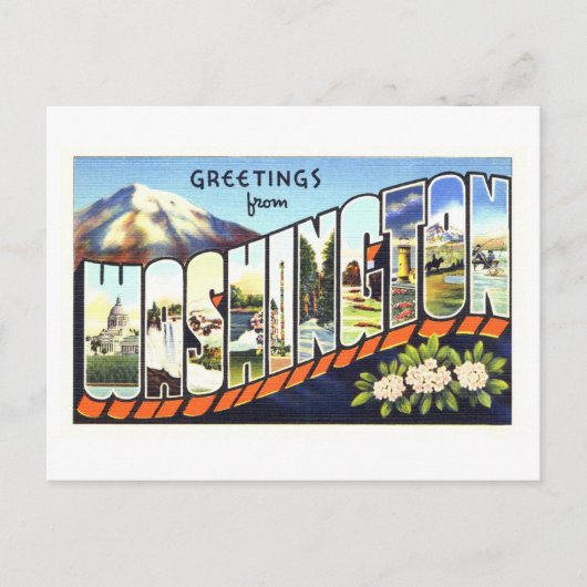Carte Postale Salutations Vintage de l'État de Washington (Devant)