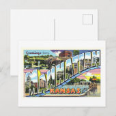 Carte Postale Salutations Vintage de Manhattan, Kansas (Devant / Derrière)