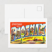 Carte Postale Salutations Vintage de Phoenix, Arizona, (Devant / Derrière)