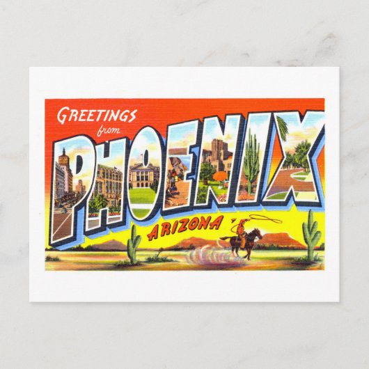 Carte Postale Salutations Vintage de Phoenix, Arizona, (Devant)