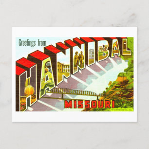 Carte Postale Salutations Vintage d'Hannibal, Missouri,