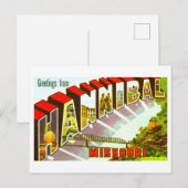 Carte Postale Salutations Vintage d'Hannibal, Missouri, (Devant / Derrière)