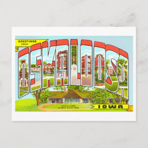 Carte Postale Salutations Vintage d'Oskaloosa, Iowa,
