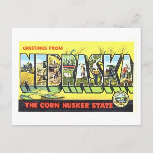 Carte Postale Salutations Vintage du Nebraska (Devant)