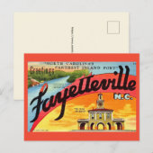 Carte Postale Salutations Vintage Fayetteville NC  (Devant / Derrière)