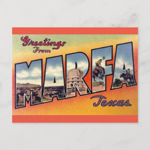 Carte postale Salutations Vintage voyage Marfa Tex