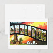 Carte Postale Salutations vintages d'Anniston, Alabama (Devant / Derrière)