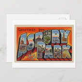 Carte Postale Salutations vintages d'Asbury Park, New Jersey (Devant / Derrière)