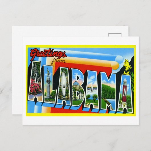 Carte Postale Salutations vintages de Alabama (Devant / Derrière)