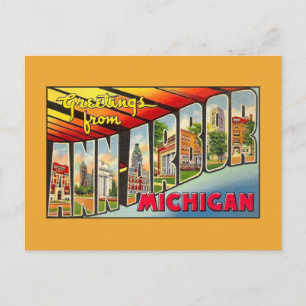 Carte Postale Salutations vintages de Ann Arbor MI