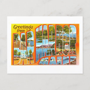 Carte Postale Salutations vintages de Bar Harbour, Maine,