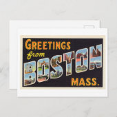 Carte Postale Salutations vintages de Boston, Massachusetts (Devant / Derrière)