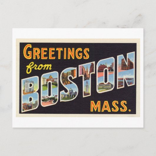 Carte Postale Salutations vintages de Boston, Massachusetts (Devant)