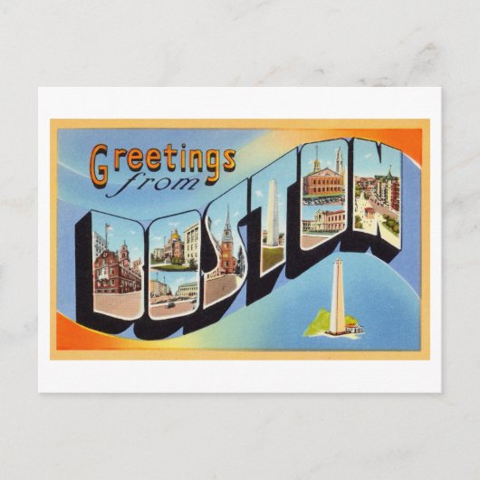 Carte Postale Salutations vintages de Boston, Massachusetts (Devant)