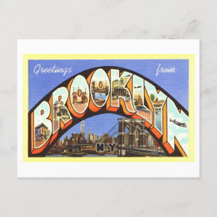 Carte Postale Salutations vintages de Brooklyn, New York
