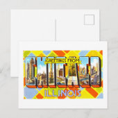 Carte Postale Salutations vintages de Chicago, Illinois (Devant / Derrière)